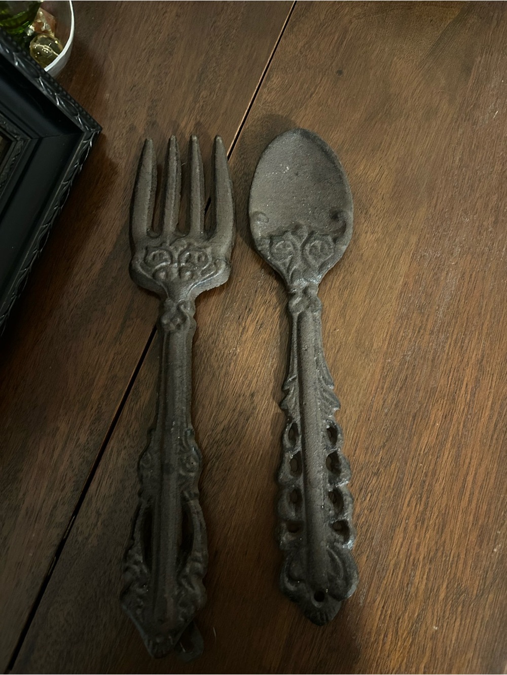 Vintage Decorative Cast Iron Spoon and Fork